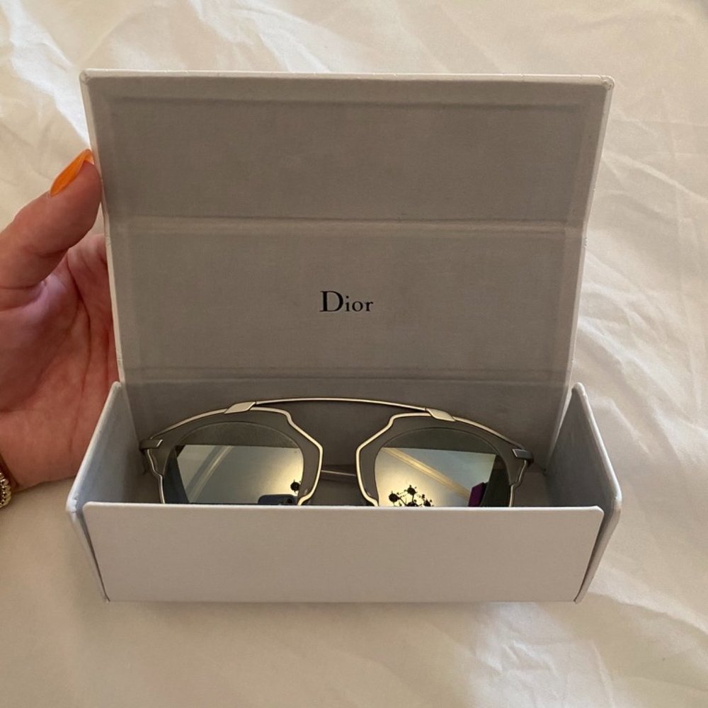 Dior Reflected Silver Aviator Sunglasses - Picture 1 of 5